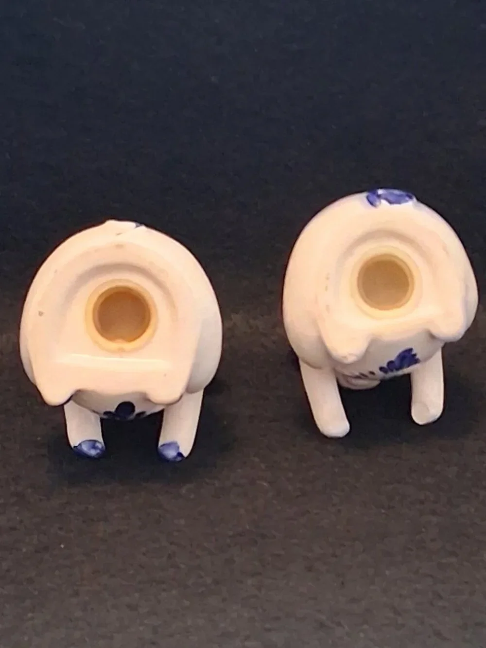 Vintage (1960s - 1980s) Delft Blue Pig Salt & Pepper Shakers Windmill Floral Set